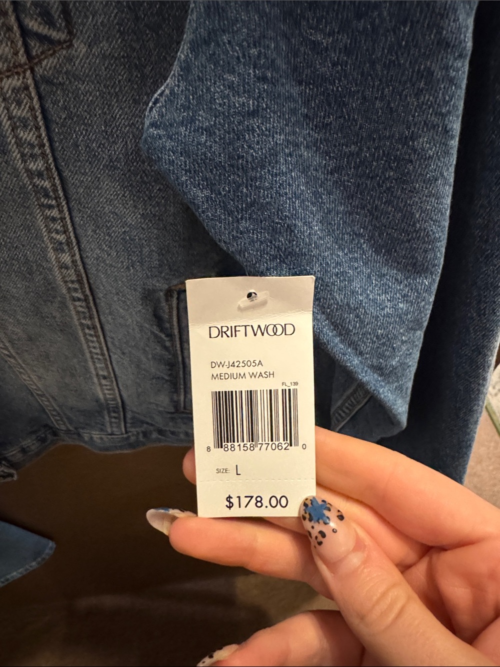 DRIFTWOOD Denim Jacket with Sunset Embroidered Back - Blue/Yellow/Rust - Picture 5 of 5